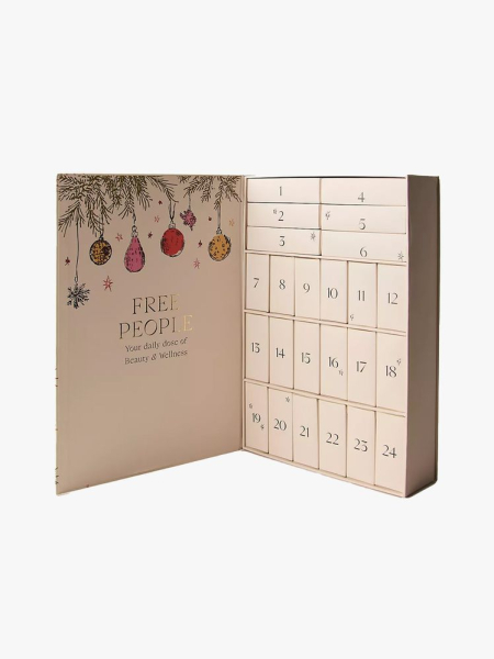2025 Free People Curated Beauty Advent Calendar in branded component on a light gray background
